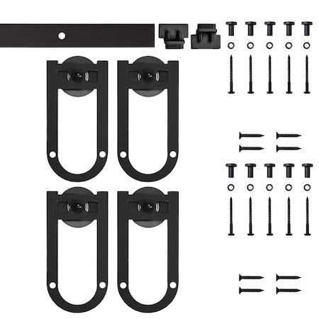 Quiet Glide Soft Close 72" Black Horseshoe Mini Double Barn Door Hardware NT.1310.08.08-72-2-SC